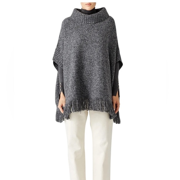 Joie Wool Blend Grey Hatice Fringe Poncho Sweater Size XS/S - Picture 13 of 13